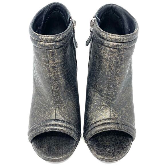 Chanel Gold Black Distressed Open Toe Wedge Booties 38.5 / 7.5 - Picture 7 of 15